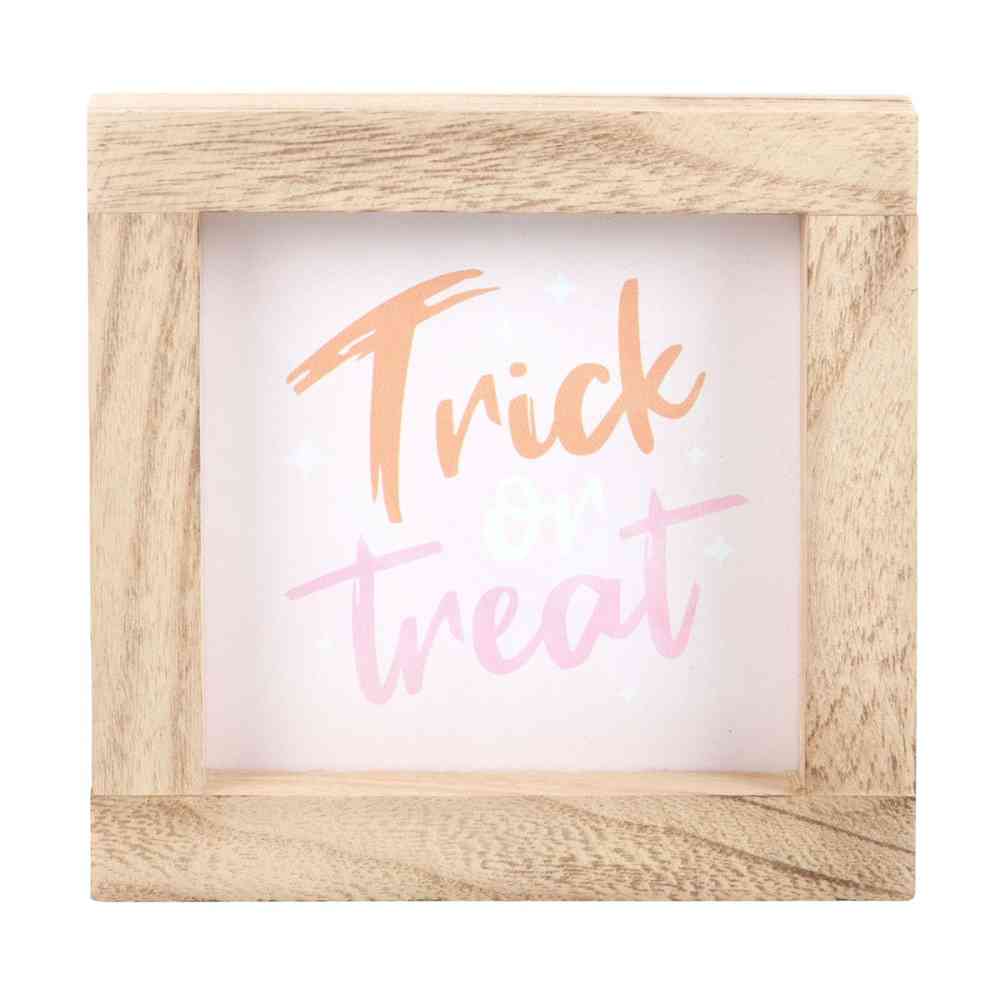 Something Different - Pink Trick or Treat Wooden Afbeelding met lijst - Multicolours